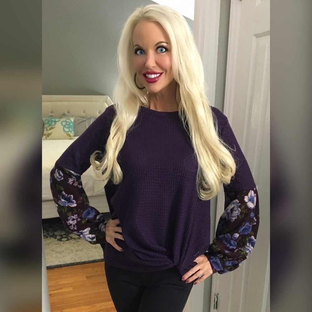 ❤️Stunning! LAST 1! Eggplant Waffle Knit Top! - Picture 4 of 8